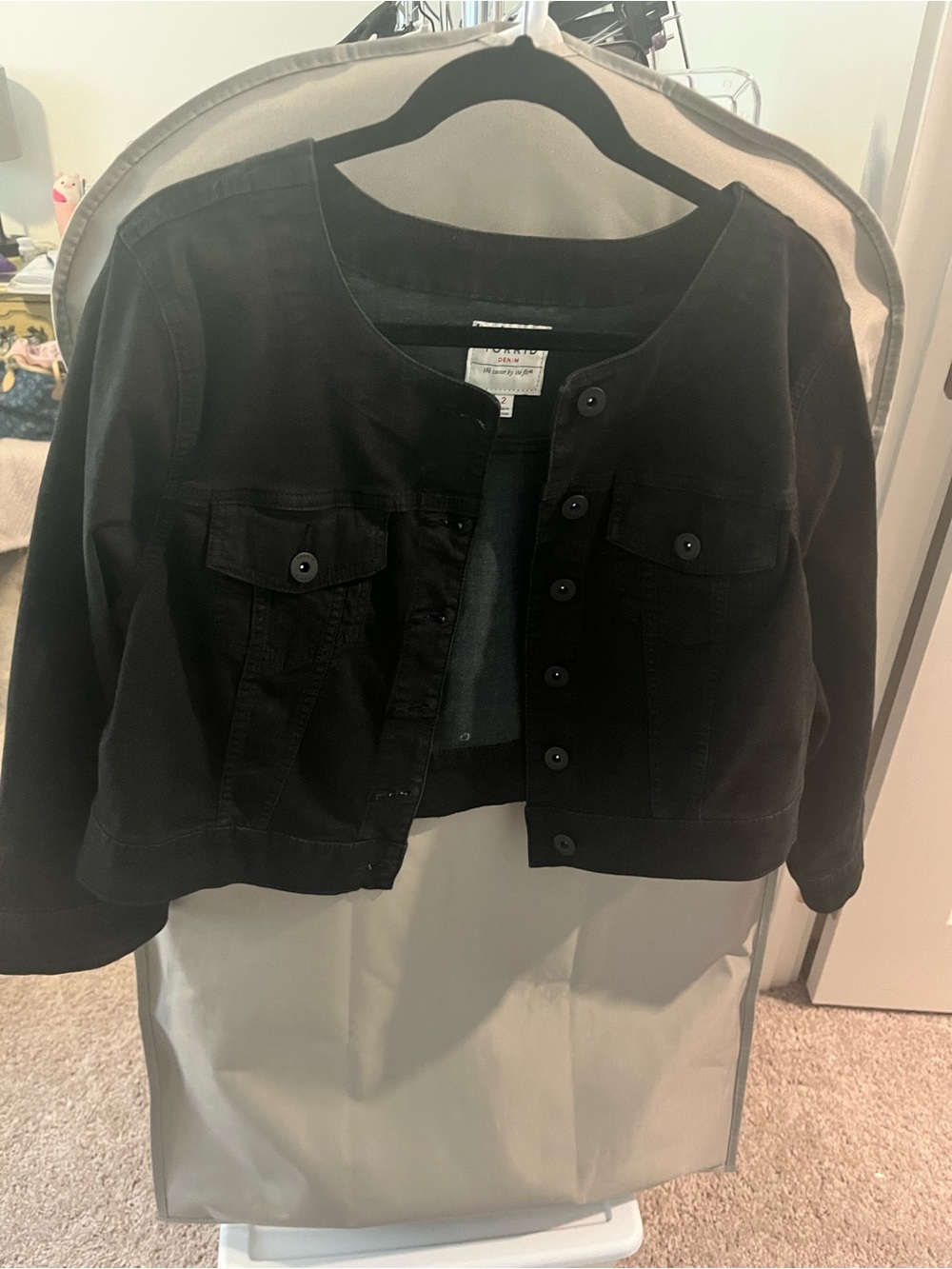torrid Black Cropped Button-Front Jean Jacket